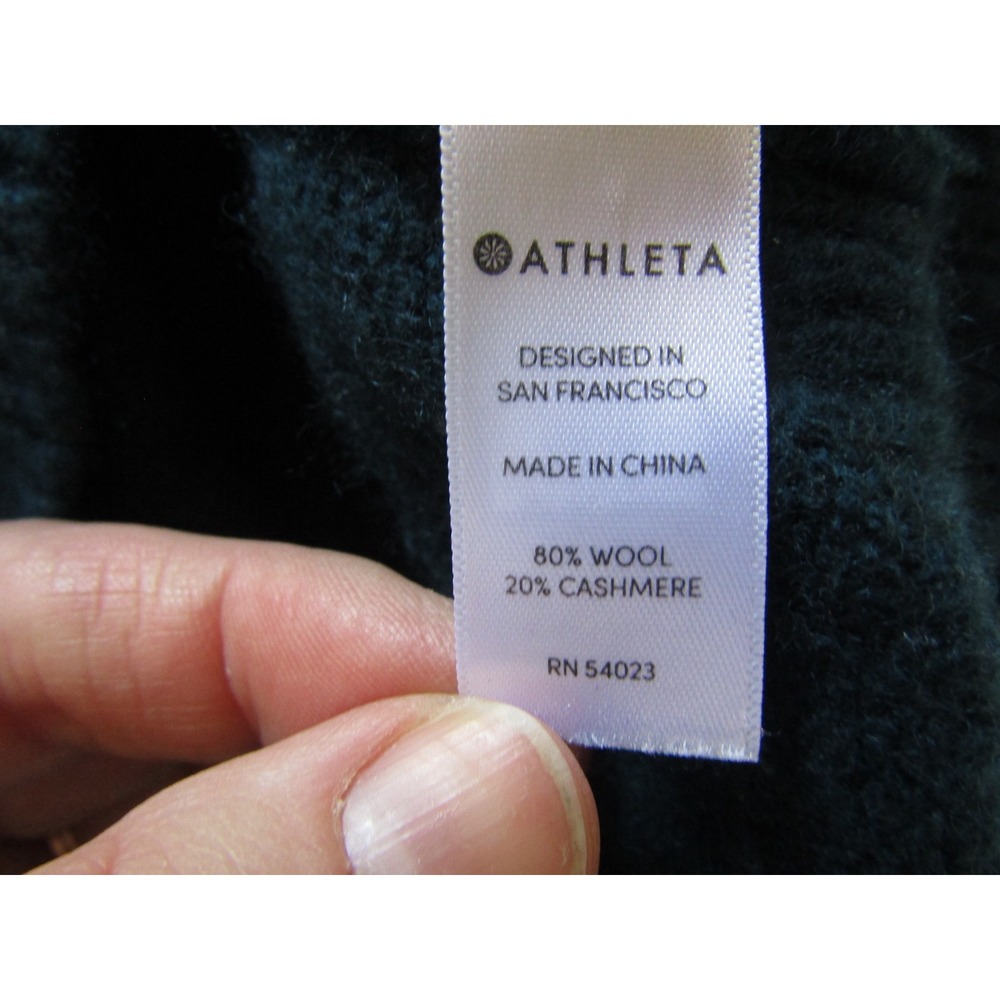 Athleta Sweater Womens S Blue Good Wool Cashmere Mock Neck High Low Hem - Picture 6 of 10